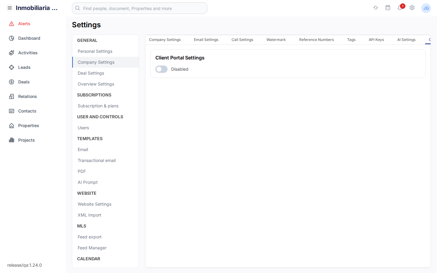 Client Portal instellingen
